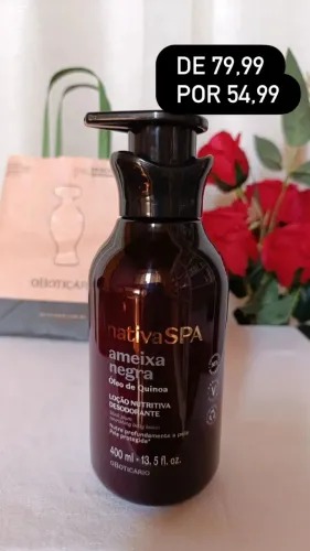 Hidratante nativa spa o Boticário ameixa negra de 79,99 por 54,99
