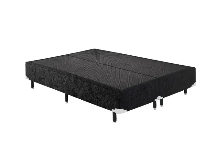 Base Casal Bipartida Suede Preto Frete Grátis - Até 12x S/ Juros