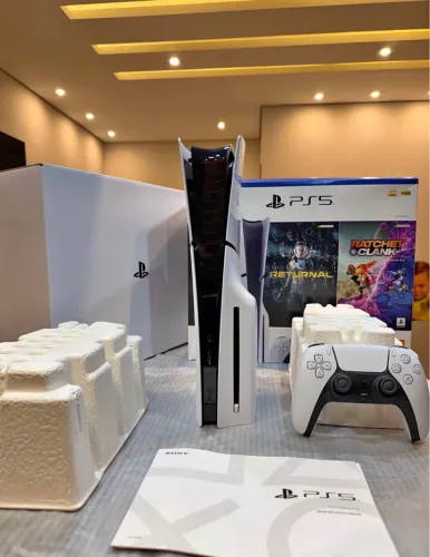 Ps5 slim 1tb mídia física c/ caixa e nota