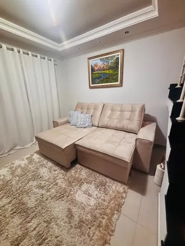 Sofá Cama Retrátil e Reclinável Veludo Premium Bege - Semi Novo