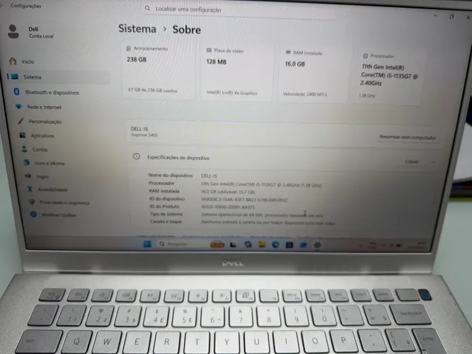 Notebook Dell Inspiron 5402 I5 16Gb 256gb Win 11