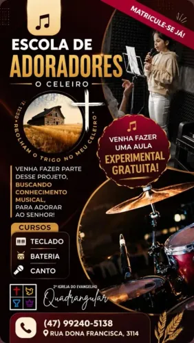 Aulas de Bateria, teclado e canto Cristão