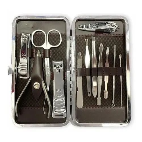 Kit Manicure Viagem Emergência Alicate Unha Pinça 12 Peças