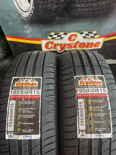 2 pneus 195/60 r15 remolde Crystone (inmetro, garantia, borracha vipal)