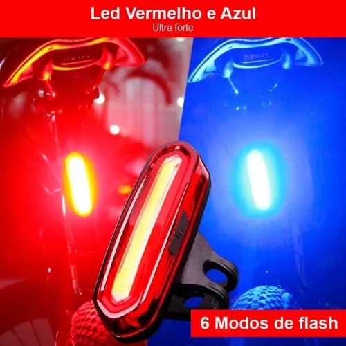Lanterna Bike Pisca 2 Cores Led Forte Com Bateria 