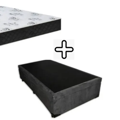 Base Box + Colchão Espuma Solteiro - Entrega em 48h