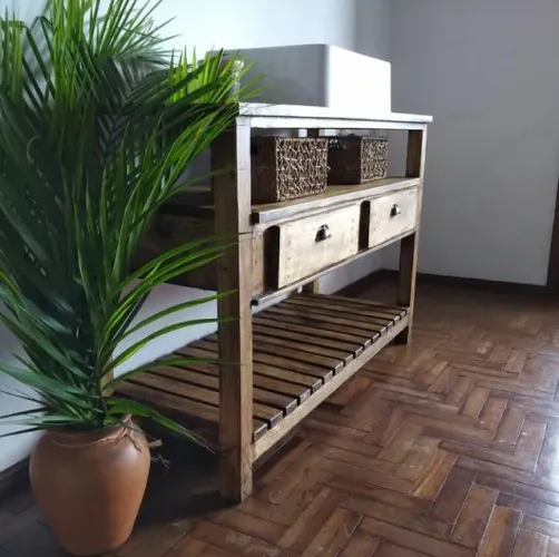Balcão Aparador de banheiro Rustico em Madeira!!