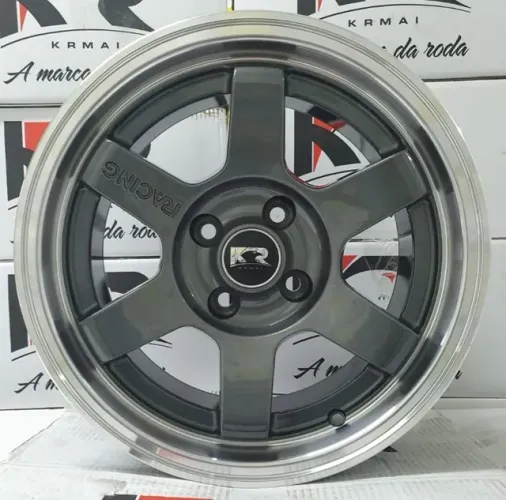 Roda aro 15 Kr Te37 grafite com borda diamantada tala 7 jogo novo 4x100