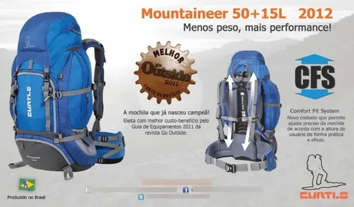 Mochila Tracking/ Camping Curtlo Montaineer 50+15 L