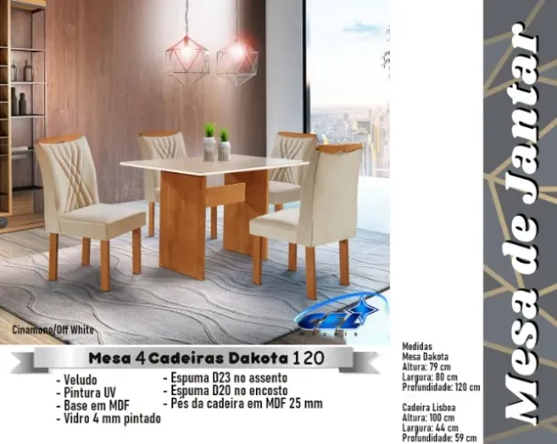  sala mesa jantar tampo de vidro 4 cadeiras