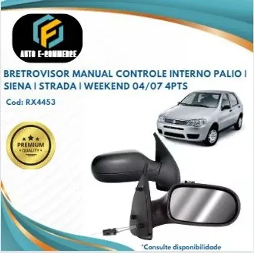Retrovisor manual  Palio Siena Strada  weekend 4 portas 2004 2005 2006 2007 com Controle 