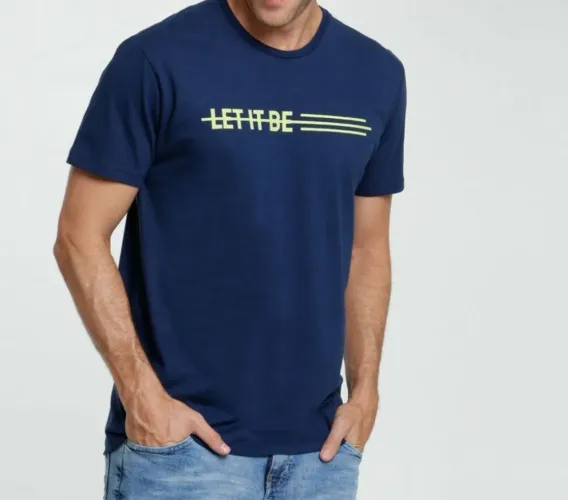 Camiseta 'Let it be' Azul Marinho