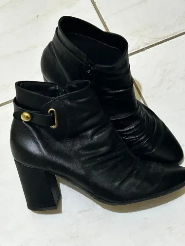 Bota Feminina Coturno Couro Impermeável Antares - Preto, nº 35