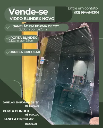 Porta e janela de vidro blindex