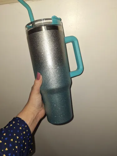 Copo Térmico com Glitter e Tampa