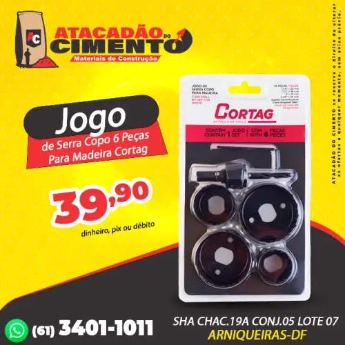 Jogo de Serra Copo 6 Peças Para Madeira Cortag