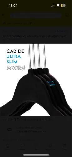 Kit 40 Cabides Veludo Infantil Slim Ultrafino Preto