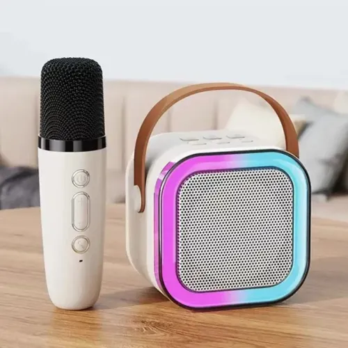 Caixa de som sem fio Karaokê K12, Mini Alto-falante Bluetooth portátil com 1 Microfone