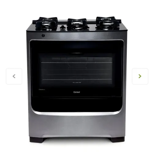 Fogão Consul 5 bocas cor Inox com mesa de vidro e grade de ferro fundido - CFS5VAR BIVOLT