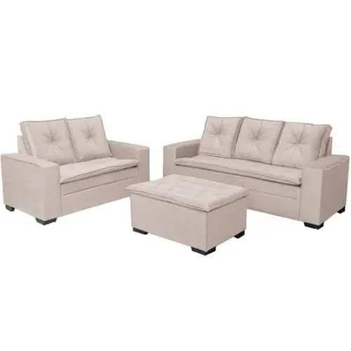 Conjunto de Sofás 3 e 2 Lugares + Puff Zara p65