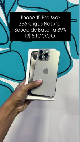 Seminovo: iPhone 15 Pro Max 256GB Natural - Bateria 89% - R$ 5.100,00