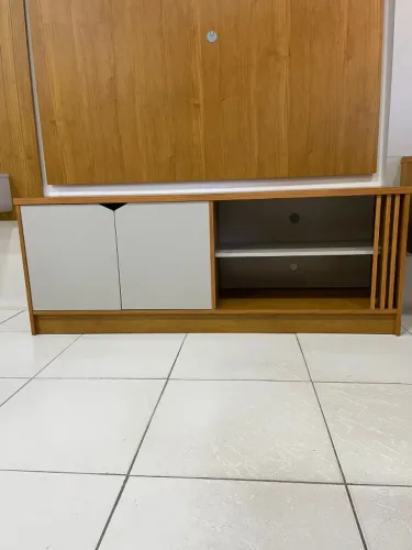 Rack Bancada para TV 100% MDF Volpi Permóbili Nature/Off White - Montagem Grátis 