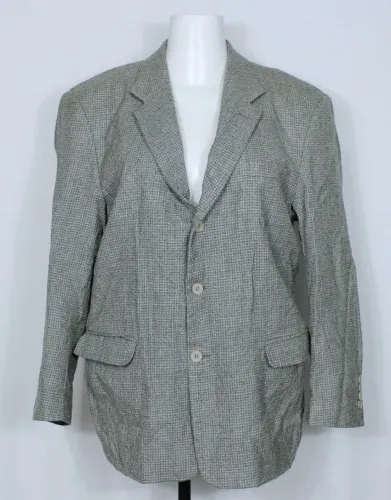 Blazer social alfaiataria plus size pied de poule cinza lã batida - Tamanho 56 - Ref. 4637