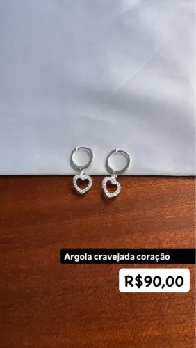 Argola cravejada coração
