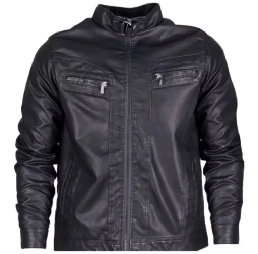 Jaqueta de Couro sintético Masculina Preta