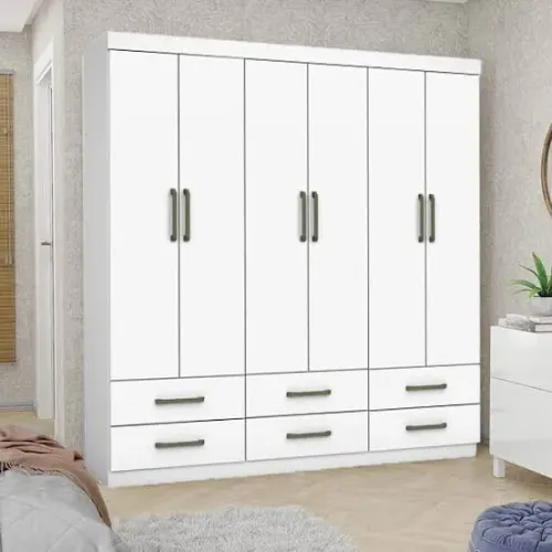 Guarda-roupa branco 6 portas com 6 gavetas Dallas / FRETE GRÁTIS 
