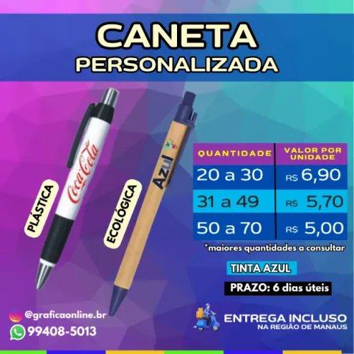 Caneta Personalizada com sua Marca e Contato