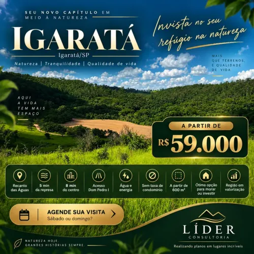 Terrenos em Igaratá a partir de R$ 59 mil