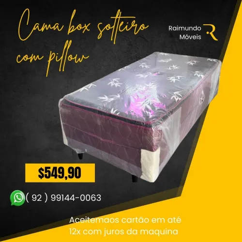 Cama Box solteiro com pillow top 