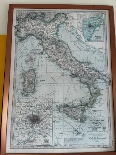 Quadro mapa Itália - papelaria original 
