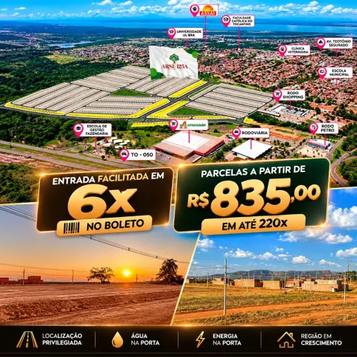Lotes de 240m² Arse 125A do lado da RODOVIÁRIA