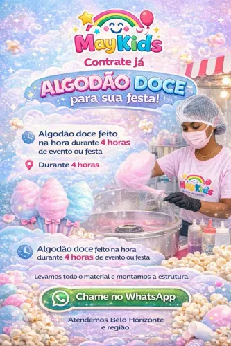 Aluguel de máquinas algodão doce e pipoca 
