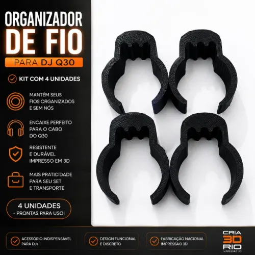 Organizador de Fio para DJ Q25 - Kit com 4 Unidades | Impressão 3D