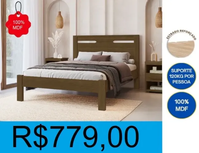 Cama casal reforçada 100% MDF - entregamos em até 2 dias úteis