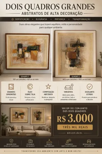 Dois quadros grandes arte abstrata 