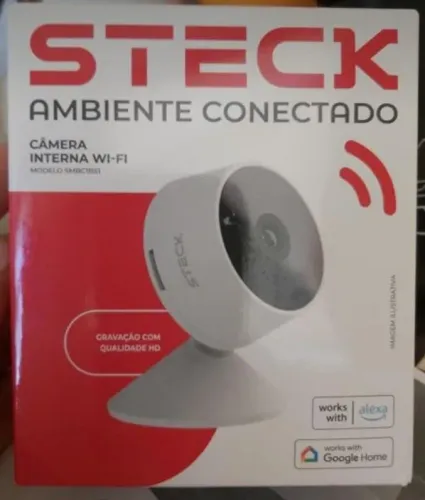 Steck, Câmera Inteligente Steck Ambiente Conectado, Segurança Interna, Wi-Fi, Branca
