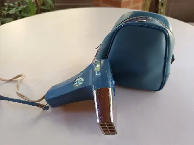 Mini Secador De Cabelo Antigo Mighty Setter Anos 70 Azul Japan