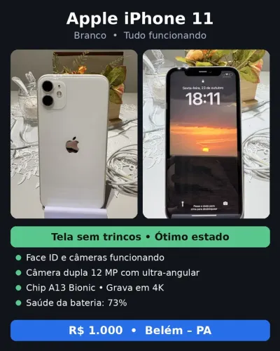 ? Apple iPhone 11 - Branco - 64 GB