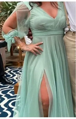Vestido de madrinha verde menta