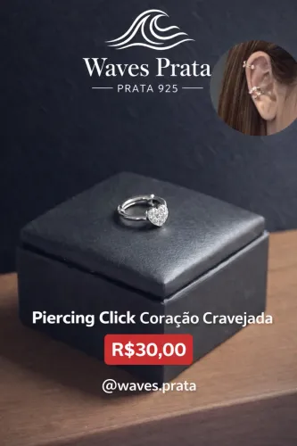 Piercing Click Estrela e Coração Cravejado