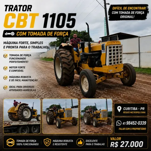 Trator com Tomada de Força CBT motor Mercedes 352