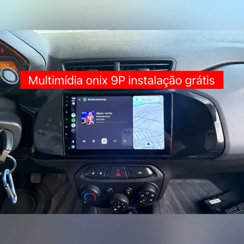 Multimídia onix/prisma 9P Android 3ram 32g carplay YouTube Netflix Wi-Fi waze Bluetooth 