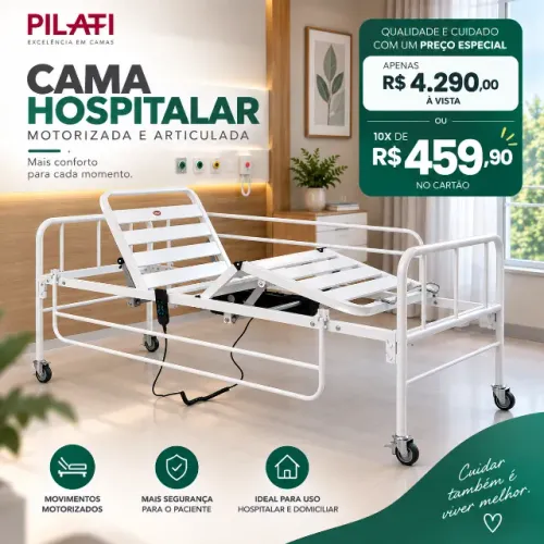Cama Motorizada Pilati 2 Movimentos + Colchão Hospitalar Novo 