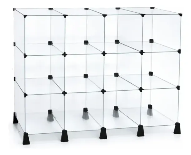 Balcão De Atendimento Modulado Em Vidro 12 Nichos 30x30