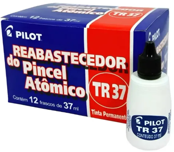 Tinta Reabastecedor De Pincel Atômico Pilot - Cx C/ 12 Un. Cor Preta