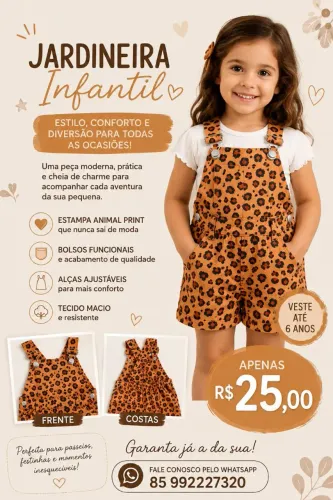 Belíssima  jardineira infantil,  